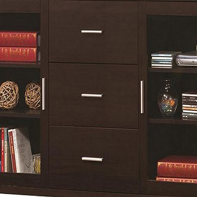 Modern & Minimal Style Tv Console With Multi Shelves & Drawers, Cappuccino Brown