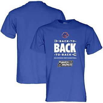 Men's Blue 84 Royal Boise State Broncos 2024 NCAA Men's Basketball Tournament March Madness Three-In-A-Row T-Shirt