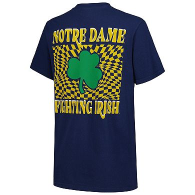 Women's Navy Notre Dame Fighting Irish Comfort Colors Checkered Mascot T-Shirt