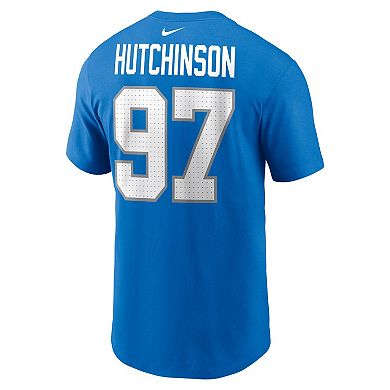 Youth Nike Aidan Hutchinson Blue Detroit Lions Player Name & Number T-Shirt
