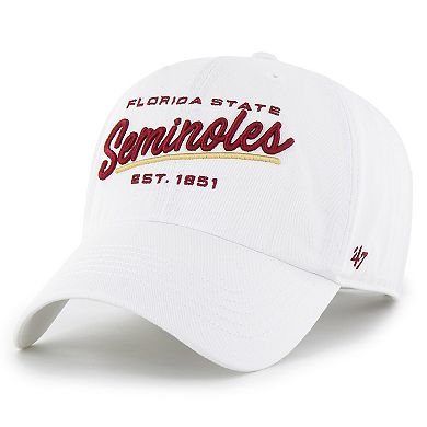 Women's '47 White Florida State Seminoles Sidney Clean Up Adjustable Hat