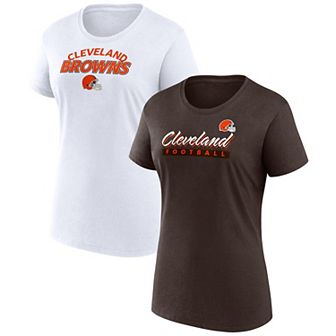 Women's Fanatics Branded Brown/White Cleveland Browns Risk Two-Pack T-Shirt Set