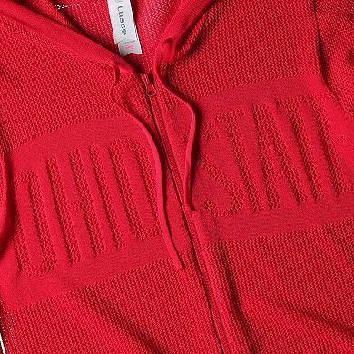 Women's Lusso Scarlet Ohio State Buckeyes Summer Tonal Mesh Full-Zip Hoodie Sweater