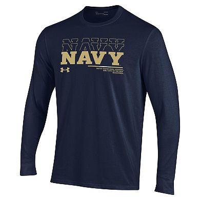 Men's Under Armour Navy Navy Midshipmen Sideline Long Sleeve T-Shirt
