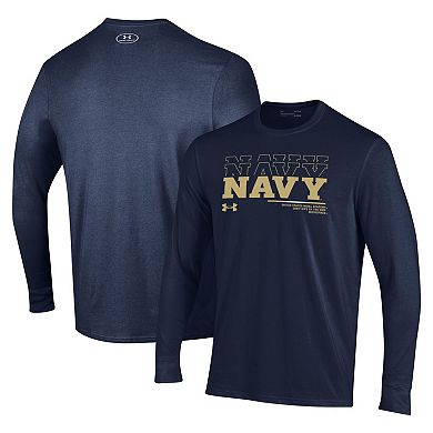 Men's Under Armour Navy Navy Midshipmen Sideline Long Sleeve T-Shirt