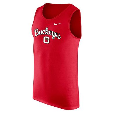 Men's Nike Scarlet Ohio State Buckeyes Vintage Logo Performance Tank Top