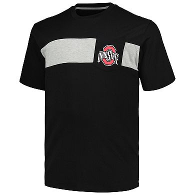Men's Profile Black Ohio State Buckeyes Big & Tall Color Stripe T-Shirt
