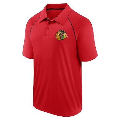 Men's Fanatics Branded Red Chicago Blackhawks Raglan Strong Alone Polo