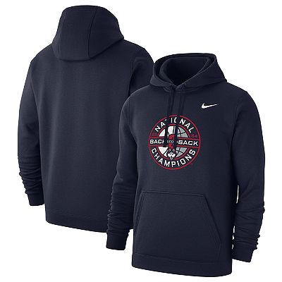 Men s Nike Navy UConn Huskies Back To Back NCAA Men s Basketball National Champions Club Fleece Pullover