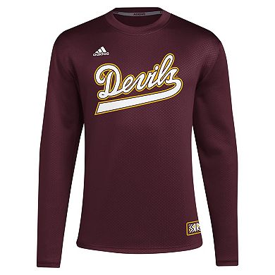 Men's adidas Maroon Arizona State Sun Devils Reverse Retro Baseball Script Pullover Sweatshirt