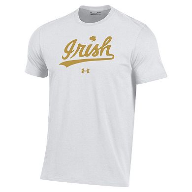 Men's Under Armour White Notre Dame Fighting Irish Script Gold Rush Performance T-Shirt
