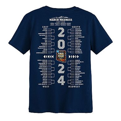 Preschool  Navy UConn Huskies 2024 NCAA Men's Basketball National Champions Bracket T-Shirt