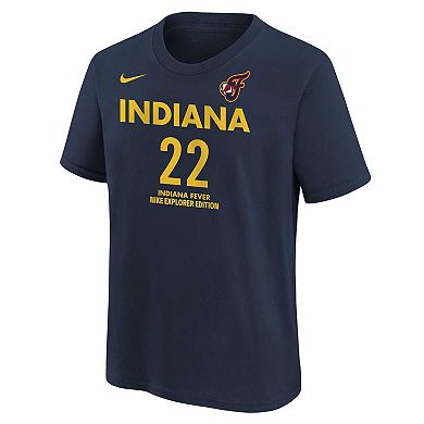 Youth Nike Caitlin Clark Navy Indiana Fever 2024 WNBA Draft Explorer Edition Player Name & Number T-Shirt