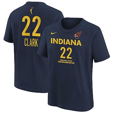 Youth Nike Caitlin Clark Navy Indiana Fever 2024 WNBA Draft Explorer Edition Player Name & Number T-Shirt