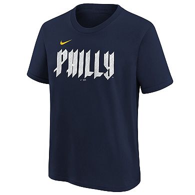 Youth Nike  Navy Philadelphia Phillies 2024 City Connect Wordmark T-Shirt