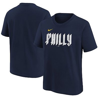 Youth Nike  Navy Philadelphia Phillies 2024 City Connect Wordmark T-Shirt