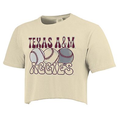 Women's Natural Texas A&M Aggies Comfort Colors Baseball Cropped T-Shirt