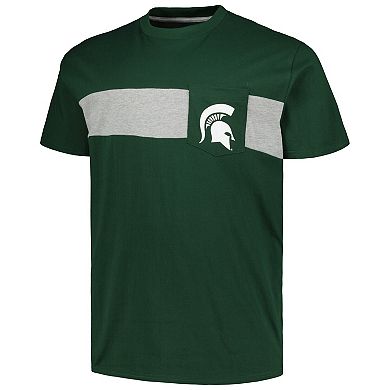 Men's Profile Green Michigan State Spartans Big & Tall Color Stripe T-Shirt