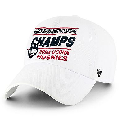 Men's '47  White UConn Huskies 2024 NCAA Men's Basketball National Champions Wave Clean Up Adjustable Hat