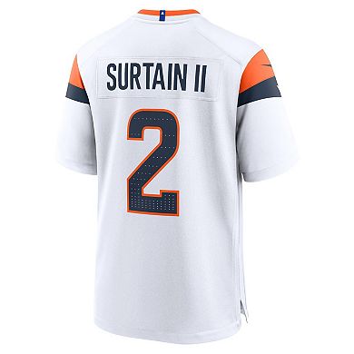 Men's Nike Patrick Surtain II White Denver Broncos Mile High Collection Game Jersey