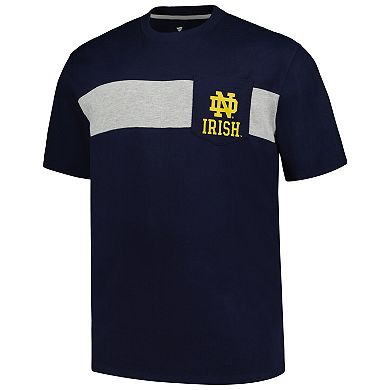 Men's Profile Navy Notre Dame Fighting Irish Big & Tall Color Stripe T-Shirt