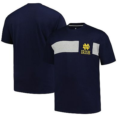 Men's Profile Navy Notre Dame Fighting Irish Big & Tall Color Stripe T-Shirt