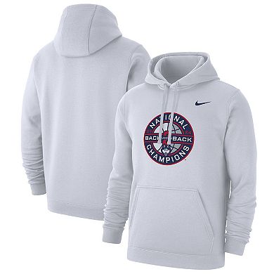 Men's Nike  White UConn Huskies Back-To-Back NCAA Men's Basketball National Champions Club Fleece Pullover Hoodie