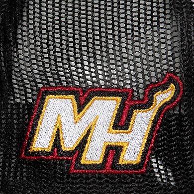 Men's Mitchell & Ness White Miami Heat Hardwood Classics Blocker Foam Front Trucker Adjustable Hat
