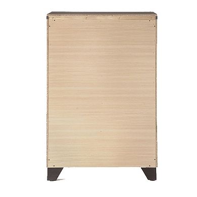 Wooden Chest with 5 Spacious Drawers , Espresso Brown