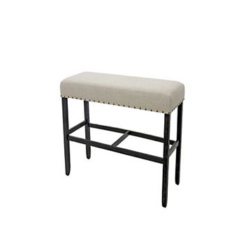 Sania Ii Rustic Counter Ht. Bench, Antique Black Finish
