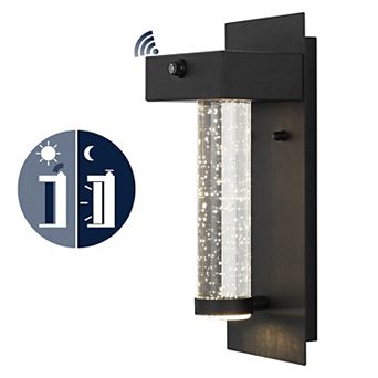 5.5" 1-light Industrial Iron/seeded Glass, Dusk-to-dawn Sensor Integrated Led Outdoor Sconce