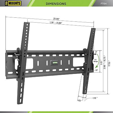 ProMounts Tilt TV Wall Mount for TVs 42" - 84" Up to 165 lbs