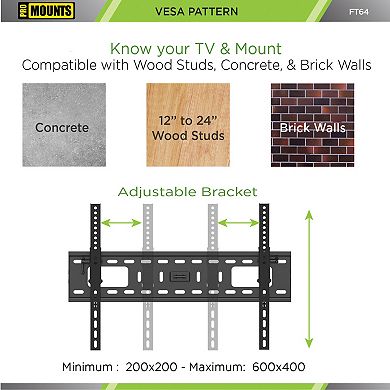ProMounts Tilt TV Wall Mount for TVs 42" - 84" Up to 165 lbs