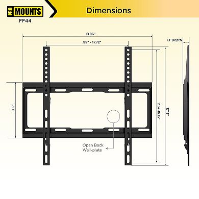 ProMounts Flat TV Wall Mount for TVs 32" - 65" Up to 100 lbs