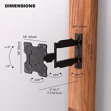ProMounts Full Motion TV Wall Mount for TVs 17" - 48" Up to 77 lbs