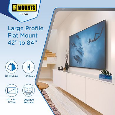 ProMounts Flat TV Wall Mount for TVs 42" - 84" Up to 143 lbs