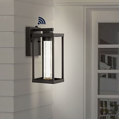 4.75" 1-light Vintage Iron/seeded Glass With Dusk-to-dawn Sensor Integrated Led Outdoor Sconce