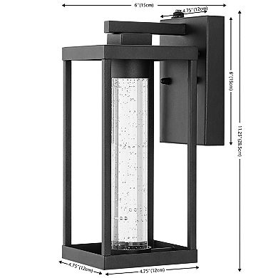 4.75" 1-light Vintage Iron/seeded Glass With Dusk-to-dawn Sensor Integrated Led Outdoor Sconce