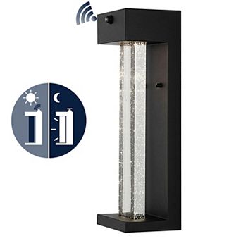 5.13" 1-light Industrial Iron/seeded Glass With Dusk-to-dawn Sensor Integrated Led Outdoor Sconce