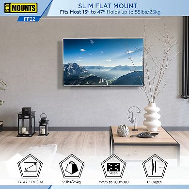 ProMounts Flat TV Wall Mount for TVs 13" - 47" Up to 55 lbs