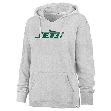 Women's '47 Gray New York Jets Premier Kennedy V-Neck Pullover Hoodie