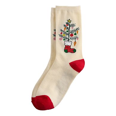 Women's Shine Little Tree Stocking Crew Socks