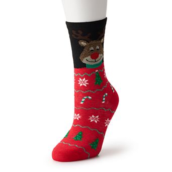 Women's Shine Reindeer Ugly Sweater Crew Socks
