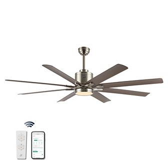 66" 1-light Iron/plastic Mobile-app/remote-controlled 6-speed Ceiling Fan With Integrated Led Light