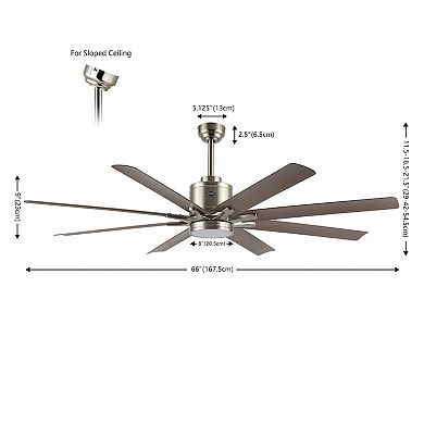 66" 1-light Iron/plastic Mobile-app/remote-controlled 6-speed Ceiling Fan With Integrated Led Light