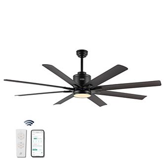 66" 1-light Iron/plastic Mobile-app/remote-controlled 6-speed Ceiling Fan, Integrated Led Light
