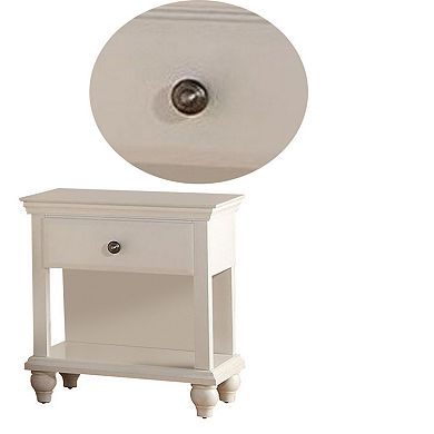 Poplar Wood Night Stand With Spacious Storage, White