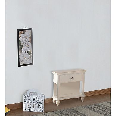 Poplar Wood Night Stand With Spacious Storage, White
