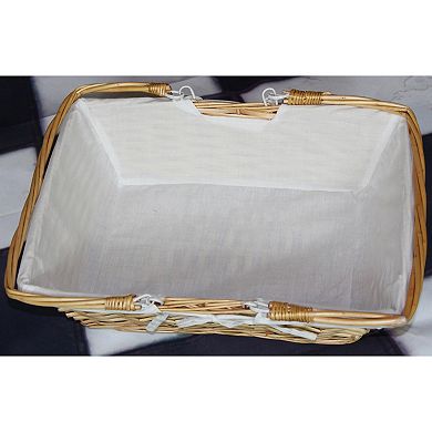 Rectangular Willow Basket with White Fabric Lining