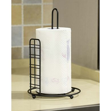 Freestanding Round Single Roll Sturdy Black Iron Towel Paper Holder Stand Roll Dispenser